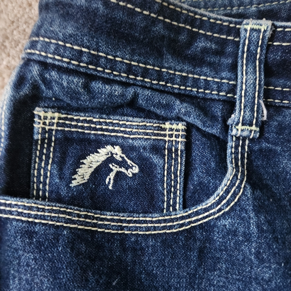 Jordache Blue Straight Leg Jeans with Contrast Stitching